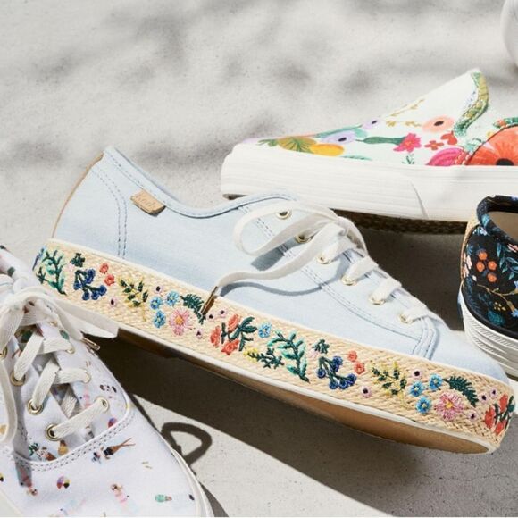 Keds x Rifle Paper Co. Rosalie Embroidered Triple Kick Sneakers in Size US 7 - Picture 1 of 15